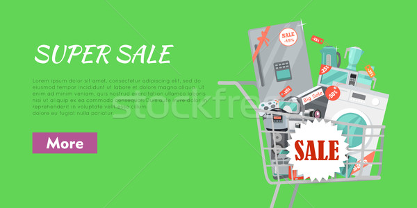 Super Sale Banner. Household Appliances in Trolley Stock photo © robuart