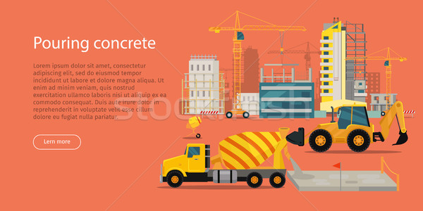 Process of Pouring Concrete Web Banner. Vector Stock photo © robuart