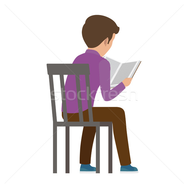 Boy Spends Time by Reading Book View from Back Stock photo © robuart