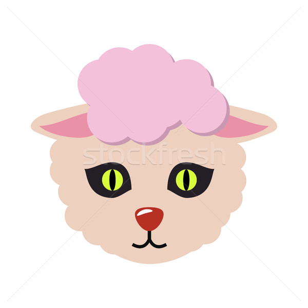 Stock photo: Sheep Animal Carnival Mask. Cute Wooly Lamb Vector