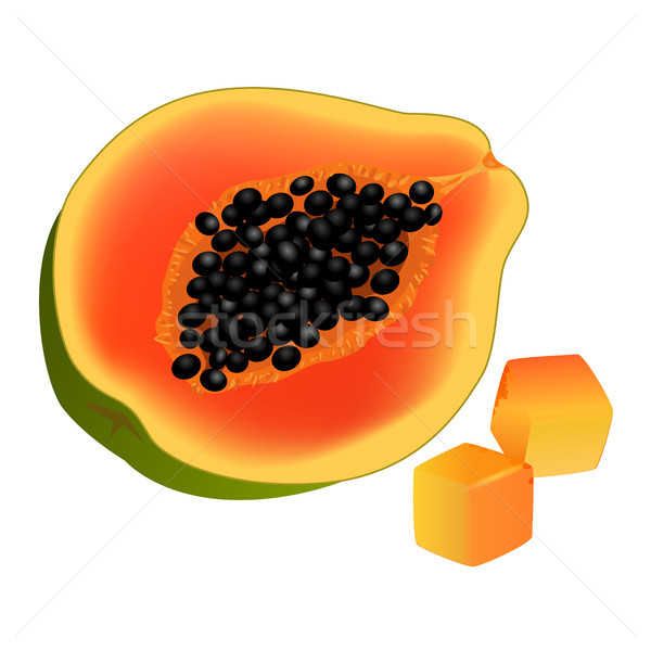 Sliced on Half and Diced Papaya Realistic Vector  Stock photo © robuart