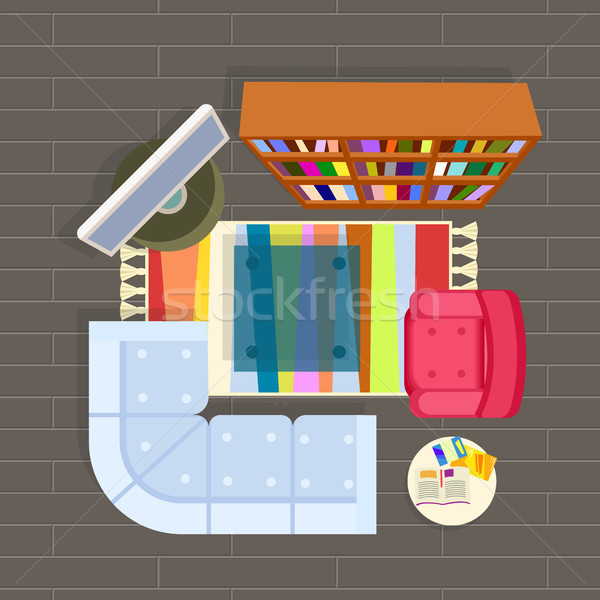 Stock photo: Living Room Planning Vector Illustration Grey