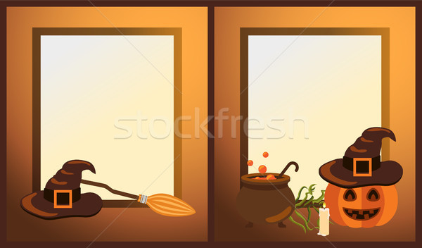 Stock photo: Empty Halloween Photo Frames with Festive Symbols