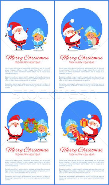 Merry Christmas Set of Banners, Cheerful Santa Claus Stock photo © robuart