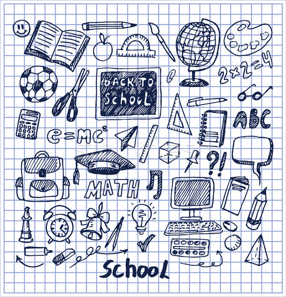 Set of School Stuff Hand Drawn Vector Illustration Stock photo © robuart