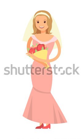 Bride with Flowers Poster Vector Illustration Stock photo © robuart