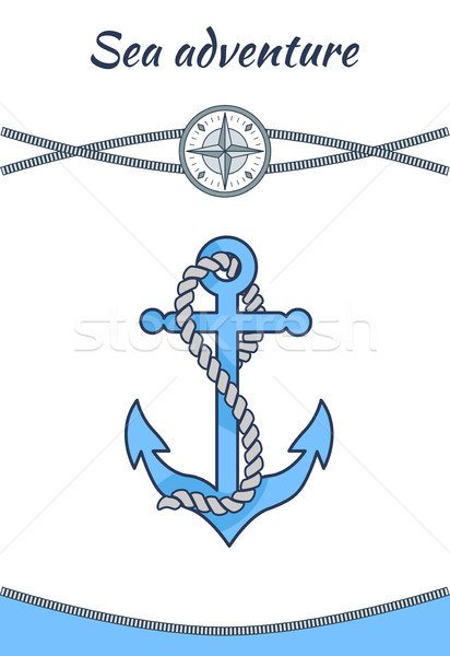 Sea Adventure Banner, Big Blue Anchor Vector Image Stock photo © robuart