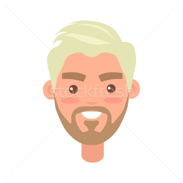 Young Man Smiling Face Flat Vector Icon Stock photo © robuart
