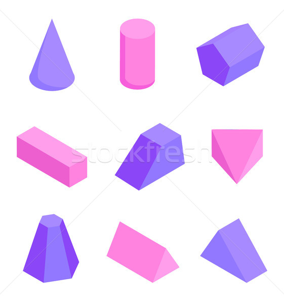 Colorful Figures Set, Various Prisms Templates Stock photo © robuart