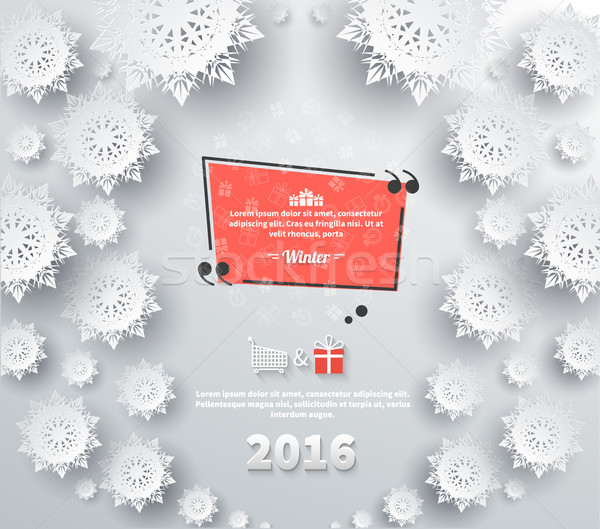 Snowflakes Background 2016 Quote Bubble Stock photo © robuart