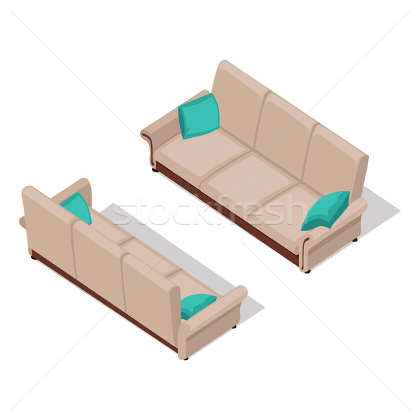 在家辦公 家具 等距 投影 沙發 枕頭 商業照片 © robuart