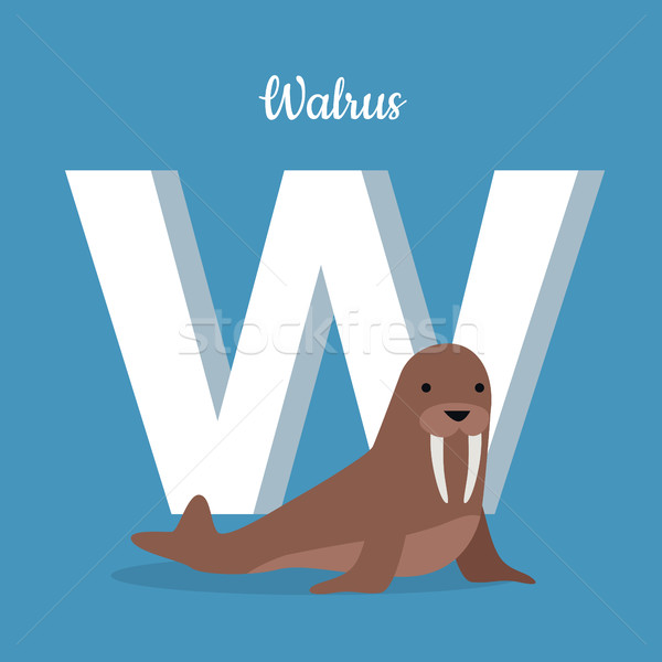 Walrus on Ice Floe with Letter W. ABC, Alphabet. Stock photo © robuart