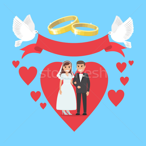 Wedding Day Concept Couple in Ruddy Big Heart Stock photo © robuart