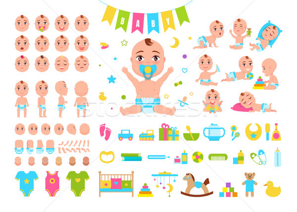 Baby Constructor Icons on Vector Illustration Stock photo © robuart