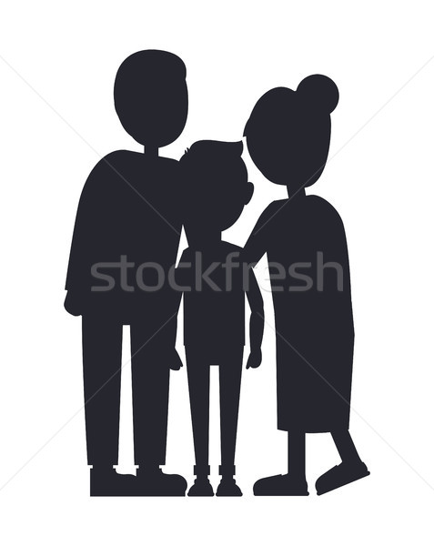 Familie Silhouette isoliert weiß Sohn Eltern Stock foto © robuart