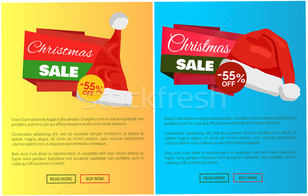 Hot Prices Santa Claus Hats Promo Labels Christmas Stock photo © robuart