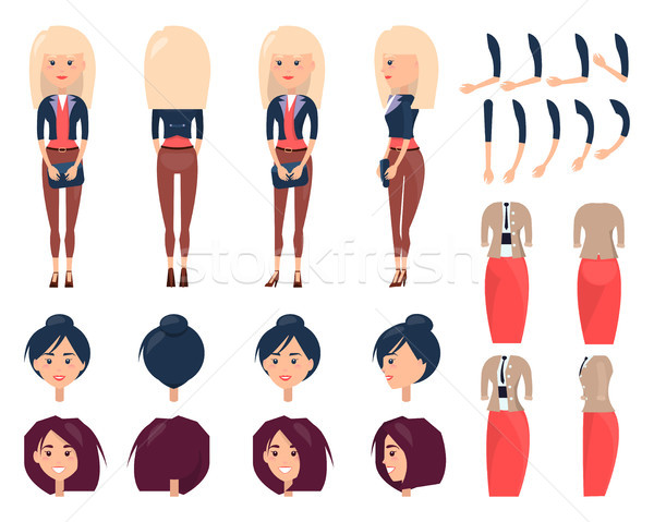 Modern Girl Character Constructor with Spare Heads Stock photo © robuart