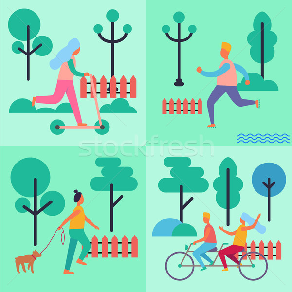 People Spending their Leisure Time Illustrations Stock photo © robuart