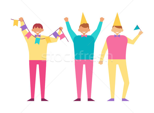 Birthday Party Poster with Man Celebrating Holiday Stock photo © robuart