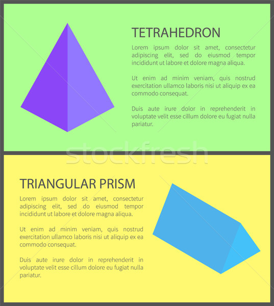Tetrahedron and Triangular Prism, Colorful Banner Stock photo © robuart
