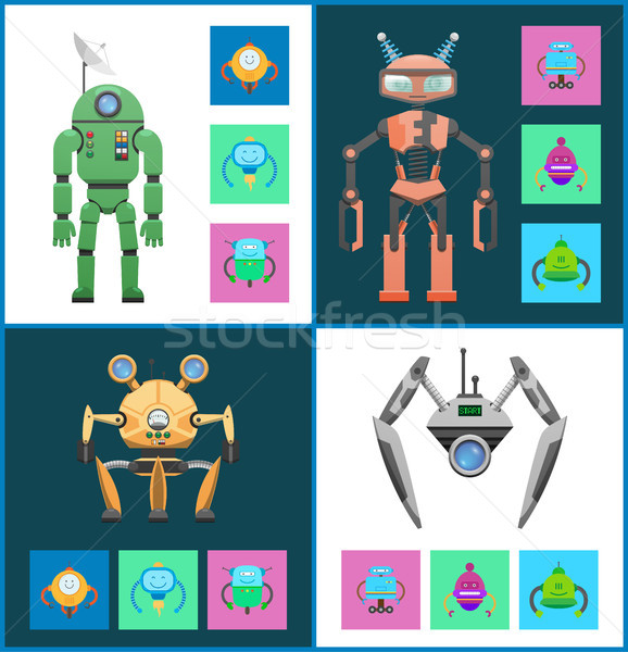 Stock photo: Start Set Robots Collection Vector Illustration