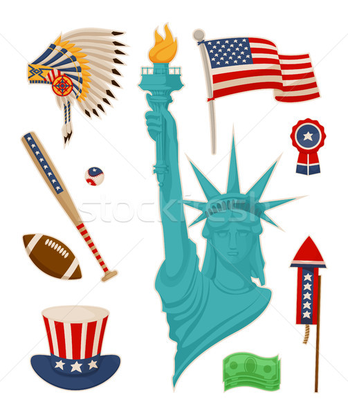 USA Symbolysm and Statue of Liberty Vector Banner Stock photo © robuart
