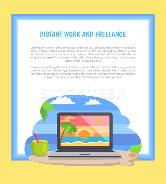 Distant Work Freelance Poster Notebook Seascape Stock photo © robuart