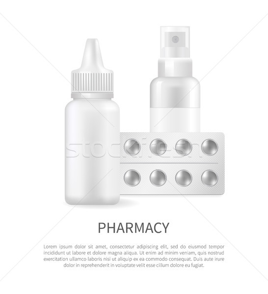 Farmácia cartaz spray bolha cápsula pílulas Foto stock © robuart