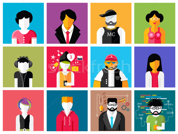 Set of stylish avatars of man and woman icons Stock photo © robuart