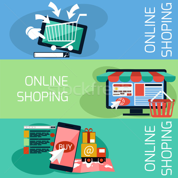 Internet shopping concept monitor with awning Stock photo © robuart