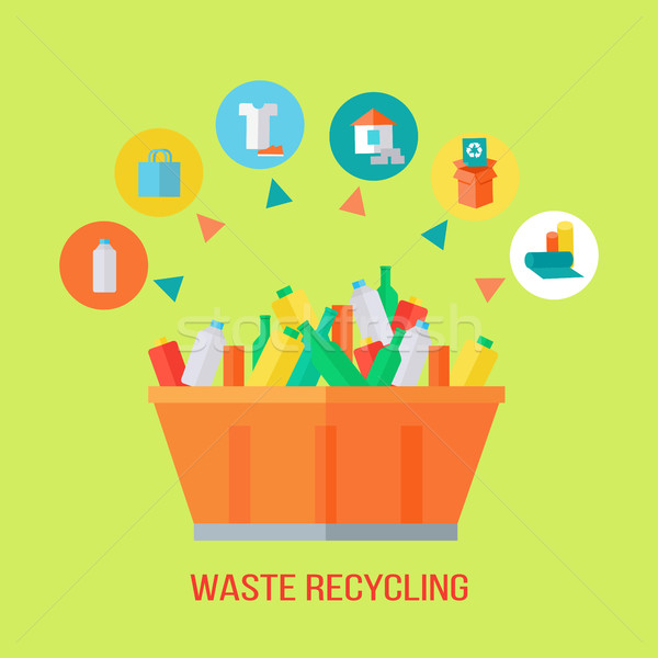Waste Recycling Process. Rubbish Bin Stock photo © robuart