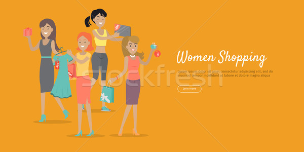 Woman Shopping Conceptual Flat Vector Web Banner Stock photo © robuart