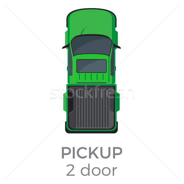 Stock photo: Two Door Pickup Top View Flat Vector Icon