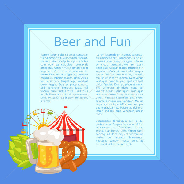 Beer and Fun Poster with Text on Light Blue Square Stock photo © robuart
