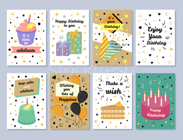 Happy Birthday Card Celebration Vector Illustration Stock photo © robuart