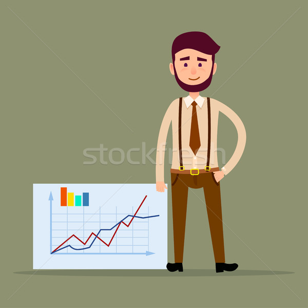 Fiatal menedzser áll plakát táblázatok terv Stock fotó © robuart