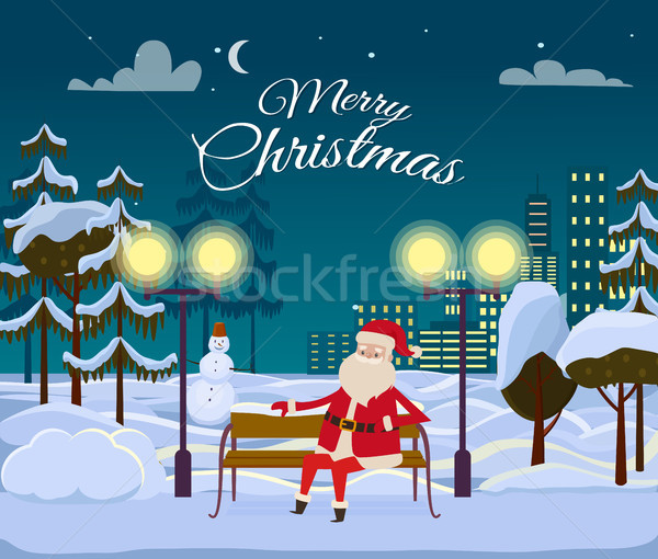 Merry Christmas from Santa Among White Snowy Field Stock photo © robuart