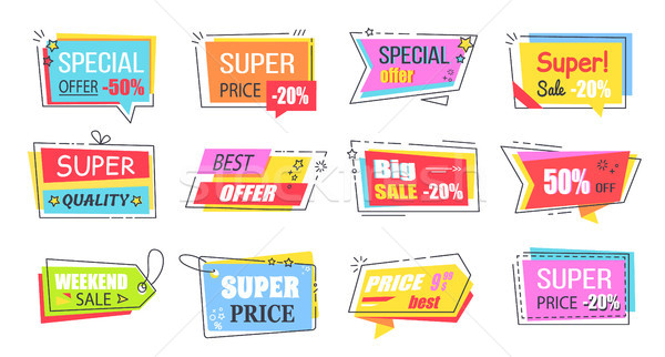 Super Low Price Bright Promotional Logotypes Set Stock photo © robuart