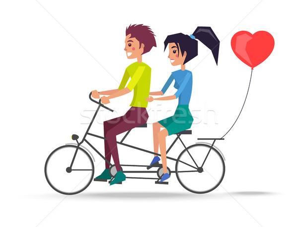 Paar Liebe Reiten Fahrrad rot Herzform Stock foto © robuart