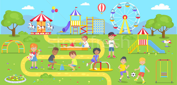 Happy Kids Spend Time on Childrens Playground Stock photo © robuart