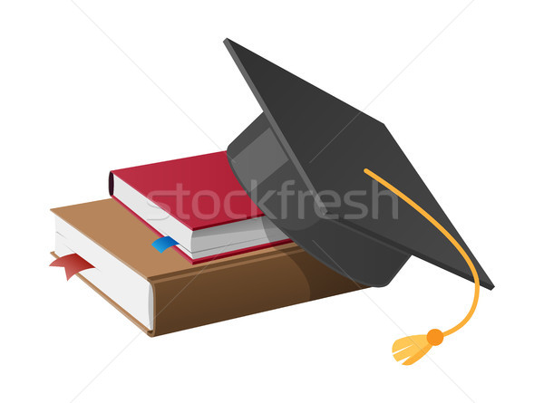 Square Academic Hat with Tassel on Pile of Books Stock photo © robuart