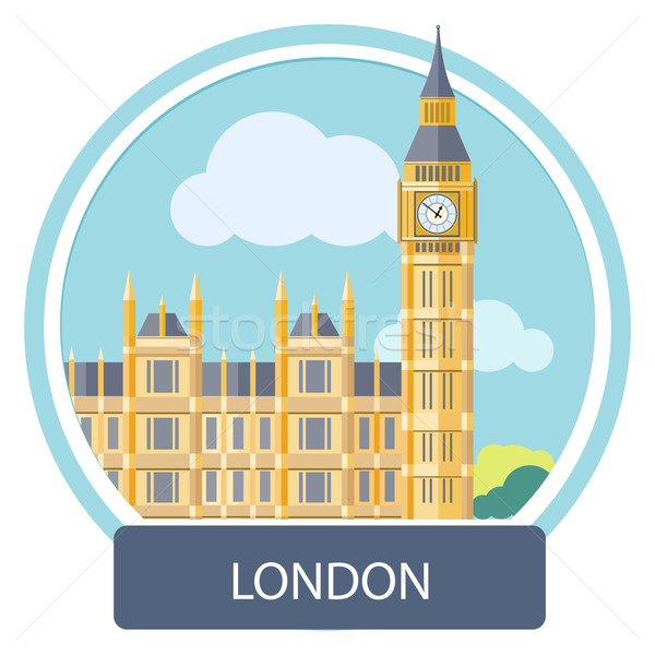 Big Ben Westminster Brücke London Plakat Karikatur Stock foto © robuart