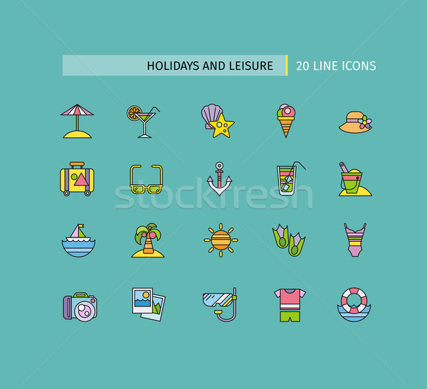 Set of Thin Lines Icons Holidays and Leisure Stock photo © robuart