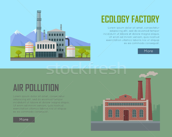 Ecology Factory and Air Pollution Banners Stock photo © robuart