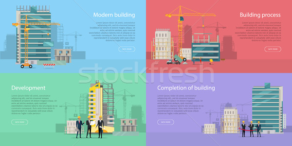 Cladire moderna dezvoltare constructii proces completare casă Imagine de stoc © robuart