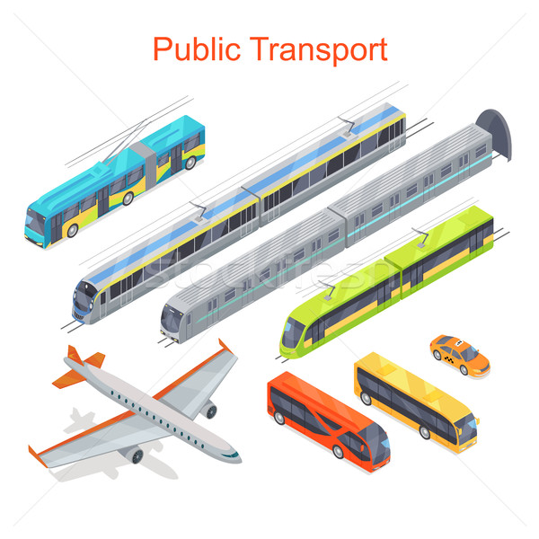 Transporte infografía transporte público vector avión autobús Foto stock © robuart
