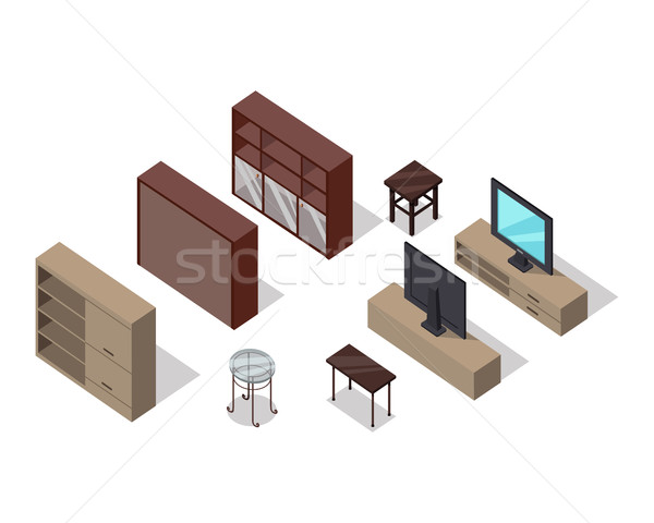 集 家具 向量 等距 投影 架 商業照片 © robuart