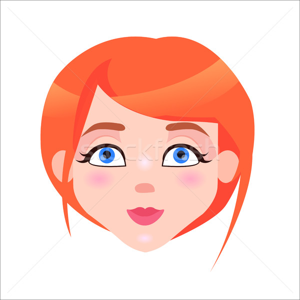 Redhead Woman Calm Face Flat Vector Icon Stock photo © robuart
