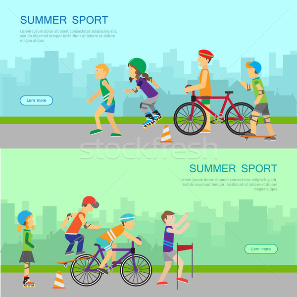 Summer Sport Vector Web Banner in Flat Design Stock photo © robuart