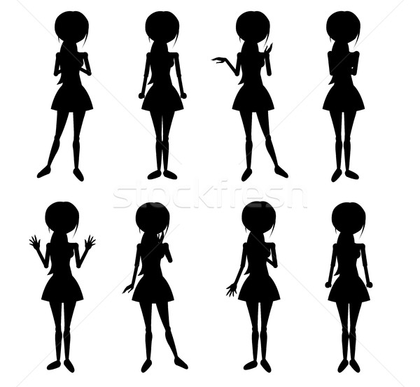 Set of Thin Women Characters Vector Silhouettes Stock photo © robuart